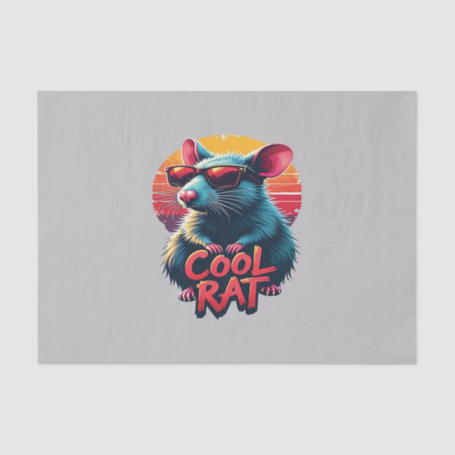Cool Rat with Sunglasses Retro Sunset Design Tissue Paper (Front)