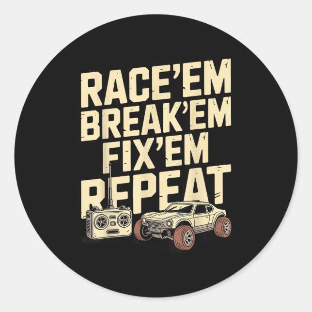 Cool Rc Racing Art For Men Women Remote Control Rc Classic Round Sticker (Front)