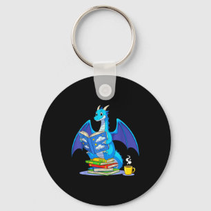 Cool Reading Books Dragon Book Lover Bookworm Men  Keychain