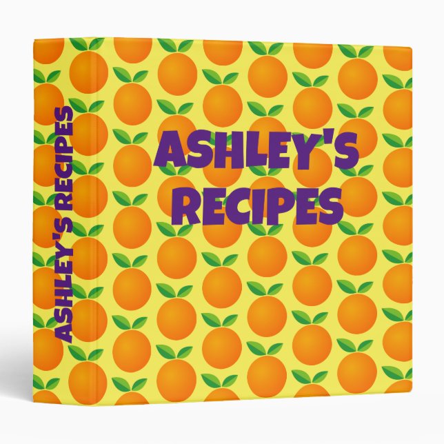 Cool recipe binder with fresh orange fruit pattern (Front/Spine)