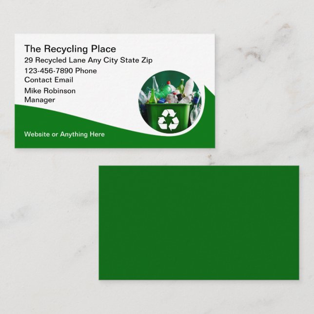 Cool Recycling Services Modern Business Card Desig (Front/Back)