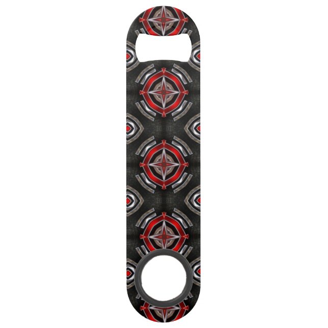 Cool Red and Black Geometric Pattern Bar Key (Front)