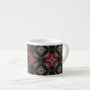 Cool Red and Black Geometric Pattern Espresso Cup