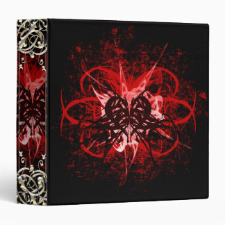 Cool Red and Black Tribal Heart Symbol Design Binder