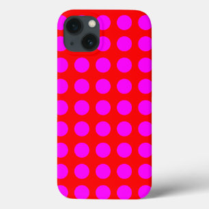 Cool Red and Magenta Dots Patterned iPhone 13 Case