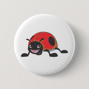 Cool Red Baby Ladybug Cartoon 2 Inch Round Button