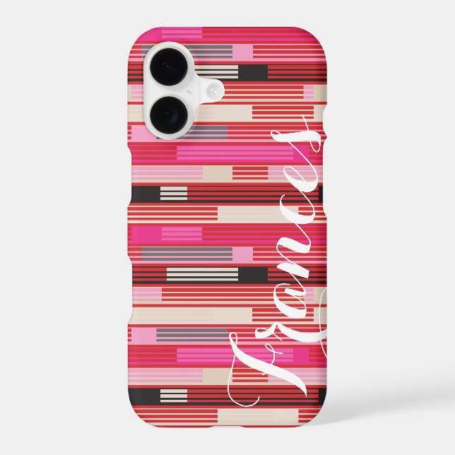 Cool red beige black stripes Custom Monogram (Back)
