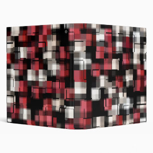 COOL Red Black White Abstract Plaid 3 Ring Binder
