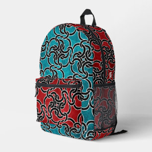 Cool Red & Blue Black Celtic Knot Modern Monogram Printed Backpack