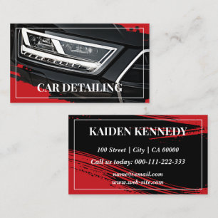 Cool Red Car Service Detailing Photo Template Business Card