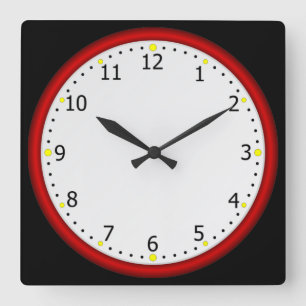 Cool Red Framed Colourful Square Wall Clock
