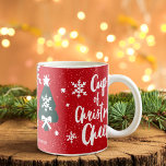 Cool red green best nana ever photo cheer script coffee mug<br><div class="desc">Best Nana ever! A cup of Christmas cheer script typography ,  in editable red and green,  and snowflakes,  add one photo with a green pine tree and white snowflake and the colours are editable.</div>