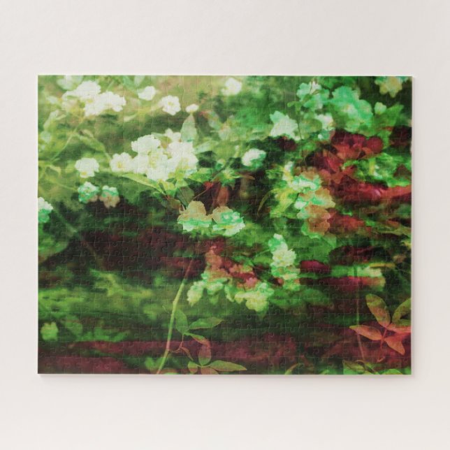 Cool red green flower art pattern. Nature concept Jigsaw Puzzle (Horizontal)