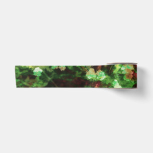 Cool red green flower art pattern. Nature concept Satin Ribbon
