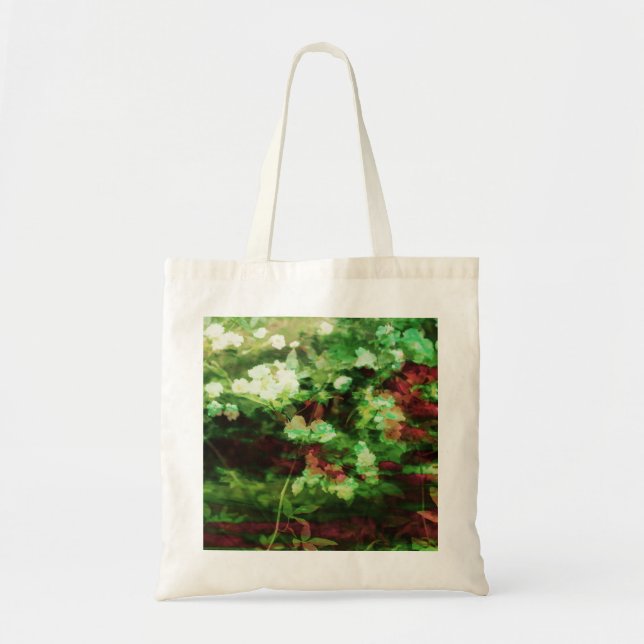Cool red green flower art pattern. Nature concept Tote Bag (Front)