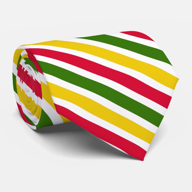 cool red green yellow stripe pattern tie (Rolled)