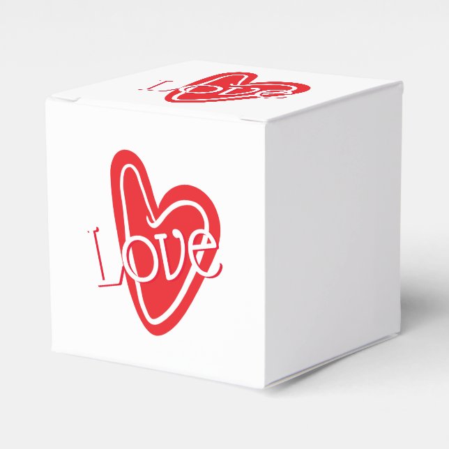 Cool Red Heart With LOVE Favor Box (Front Side)