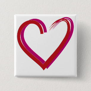 Cool Red Hearts 2 Inch Square Button