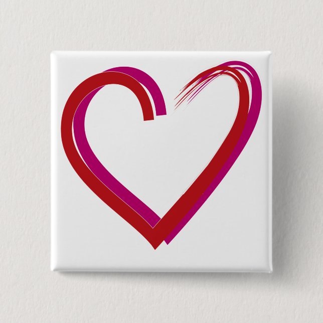 Cool Red Hearts 2 Inch Square Button (Front)