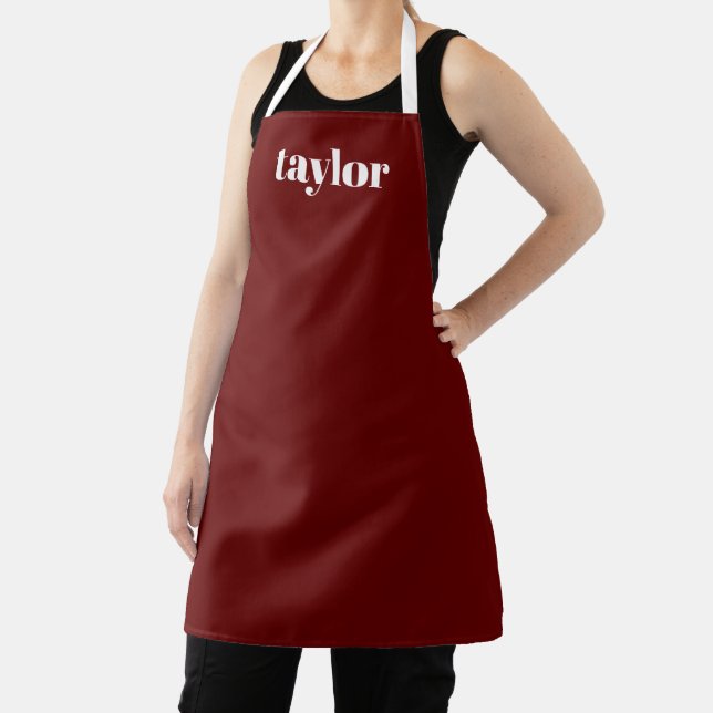Cool Red Modern Minimalist Trendy Personalized Apron (Insitu)