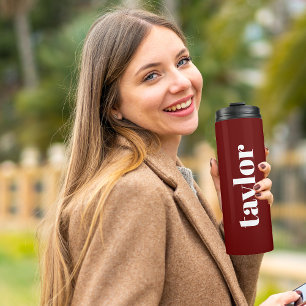 Cool Red Modern Minimalist Trendy Personalized Thermal Tumbler