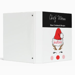 Cool Red Nose Reindeer Chef Mom's Recipes Binder