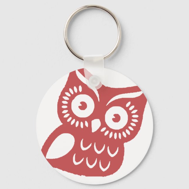 Cool Red Owl Keychain (Front)