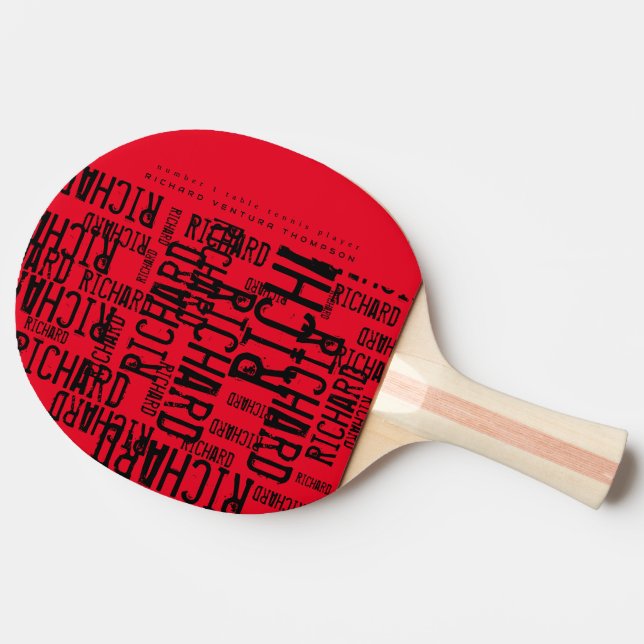 cool RED table-tennis-paddle with Name Ping Pong Paddle (Side)