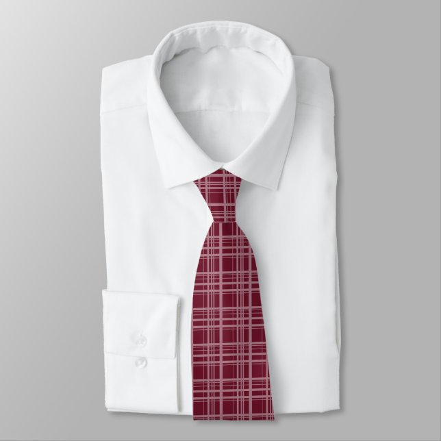 Cool Red Tone on Tone Personalized Plaid Tie (Tied)