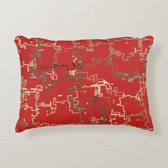 COOL Red Unique Pattern Accent Pillow (Front)