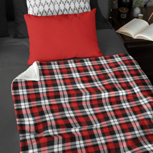 Cool Red White Black Buffalo Lumberjack Pattern Fleece Blanket