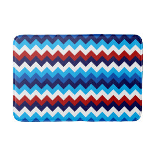 Cool Red White Blue Chevron Print Medium Bath Mat