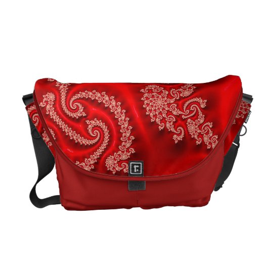 Cool Red White Floral Abstract Neon Fractal Commuter Bags