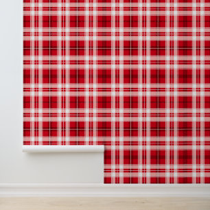 Cool red white plaid pattern wallpaper