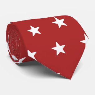 cool red white star pattern tiled tie