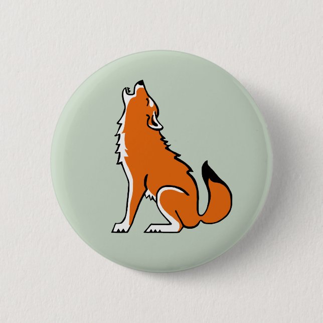 Cool Red WOLF - Endangered animal graphic - 2 Inch Round Button (Front)