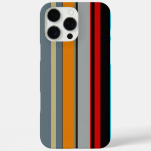 Cool Red Yellow Blue Silver Multicolor Stripes iPhone 16 Pro Max Case