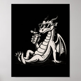 Cool Relaxing Dragon – Chill Fantasy Illustration Poster