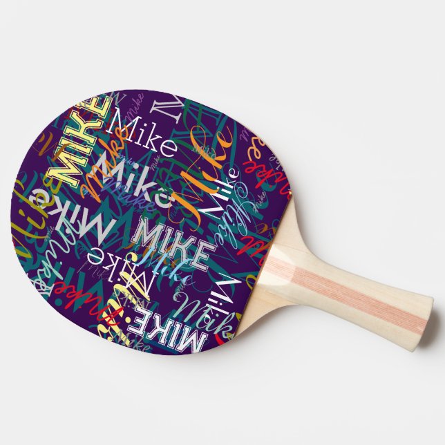 Cool Repeating Your Name Typography Pattern Ping Pong Paddle (Side)