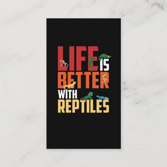 Cool Reptiles Lizard Gecko Bearded Dragon Business Card (Front)