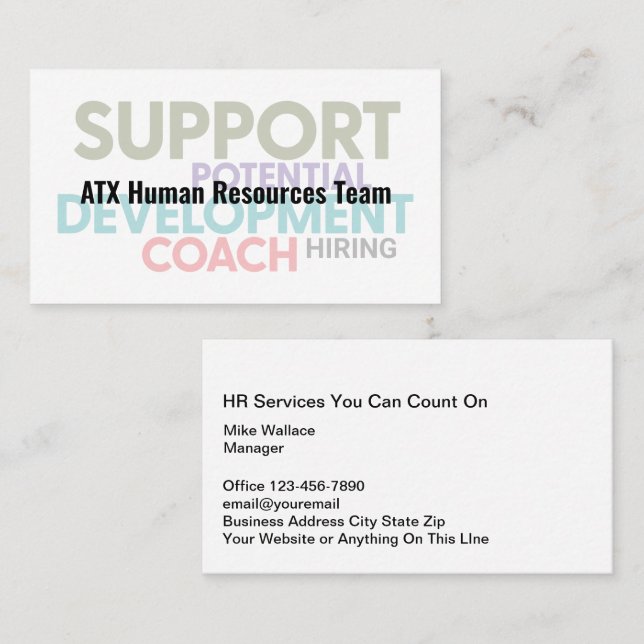 Cool Ressources humaines Thème Cartes de visite (Devant / Derrière)