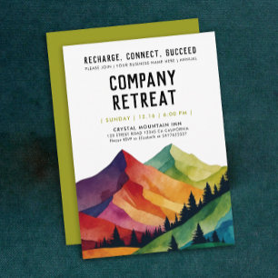 Cool Retreat Green Team Building Forest Watercolor Invitation