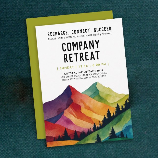 Cool Retreat Green Team Building Forest Watercolor Invitation (Creator Uploaded)