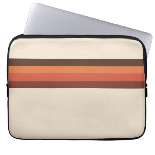 Cool Retro 70s Stripes  Brown Orange Tangerine Laptop Sleeve