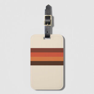 Cool Retro 70s Stripes Brown Orange Tangerine Luggage Tag