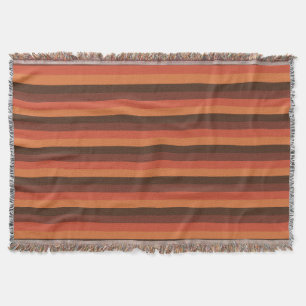 Cool Retro 70s Stripes  Brown Orange Tangerine Throw Blanket