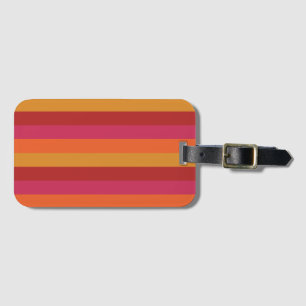 Cool Retro 70s Stripes Orange Red Pink Gold Luggage Tag