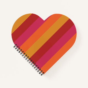 Cool Retro 70s Stripes Orange Red Pink Gold Notebook