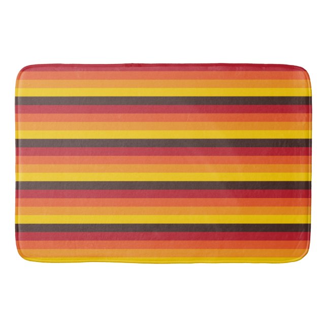 Cool Retro 70s Stripes Orange Yellow Red Bath Mat (Front)