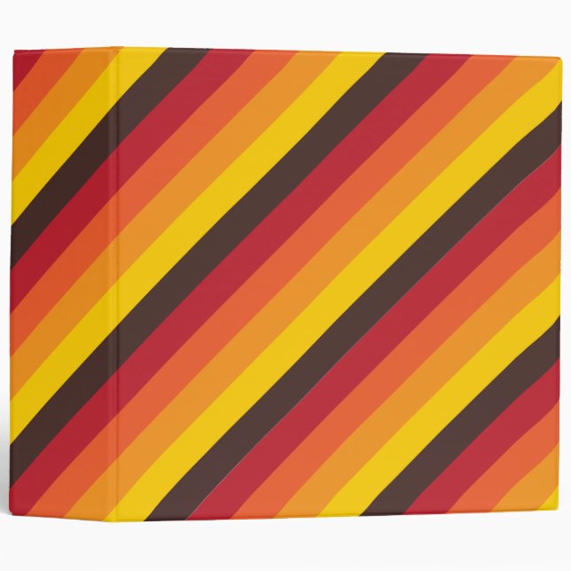 Cool Retro 70s Stripes Orange Yellow Red Binder (Front/Spine)